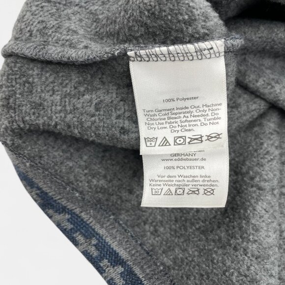 Eddie Bauer Blue Aztec Navajo 1/4 Zip Fleece Pullover Sweater Mens Large Tall LT - Picture 8 of 9